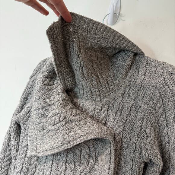 Aran Crafts Gray Cable Knit Cardigan - Picture 4 of 8